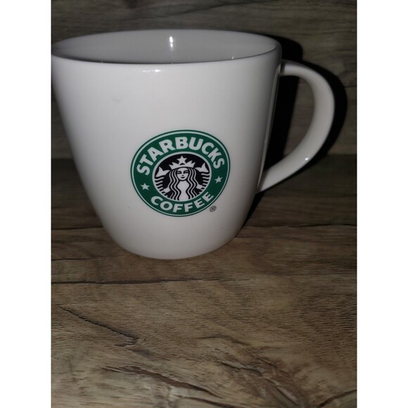 STARBUCKS COFFEE MUG GREEN SIREN MERMAID LOGO WHITE BARREL CUP 14 OZ 2008 - Picture 1 of 2